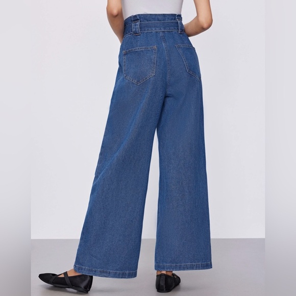 NWT Cider Blue High Waist Solid Bowknot Wide Leg Jeans Women’s Size 1XL - Picture 5 of 6